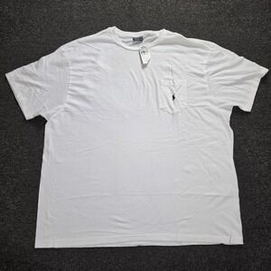 Vintage Polo Ralph Lauren Pocket T-Shirt Mens XXL White Cotton Short Sleeve Pony